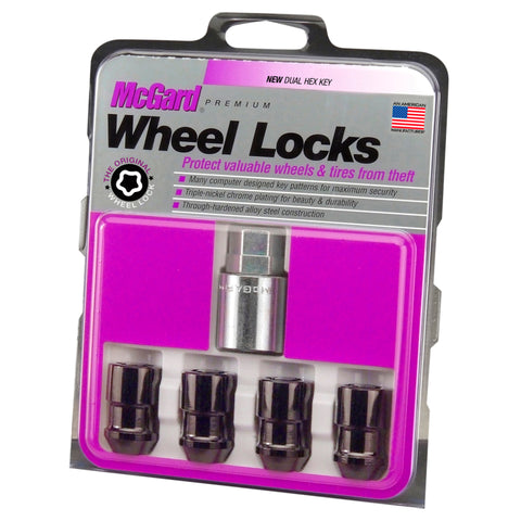 McGard Wheel Lock Nut Set - 4pk. (Cone Seat) M12X1.5 / 19mm & 21mm Dual Hex / 1.46in. Length - Black - 24026