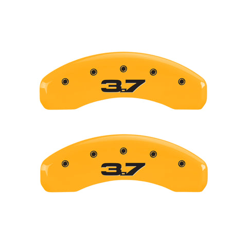 MGP 4 Caliper Covers Engraved Front 2015/Mustang Engraved Rear 2015/37 Yellow finish black ch - 10202SM32YL