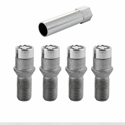 McGard Wheel Lock Bolt Set - 4pk. (Tuner / Cone Seat) M14X1.5 / 17mm Hex / 28.6mm Shank L. - Chrome - 27201