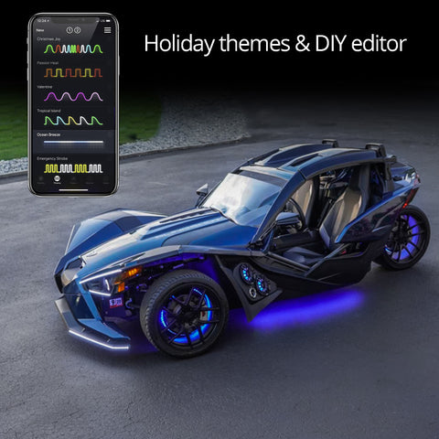 XK Glow LED Underglow Light Kit for Polaris Slingshot XKCHROME Smartphone App Controller (Standard) - XK-SLING-STA