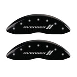 MGP 4 Caliper Covers Engraved Front & Rear With stripes/Avenger Black finish silver ch - 12192SAV1BK