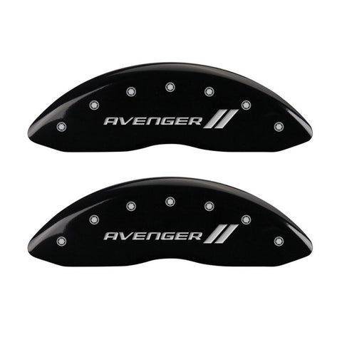 MGP 4 Caliper Covers Engraved Front & Rear With stripes/Avenger Black finish silver ch - 12192SAV1BK