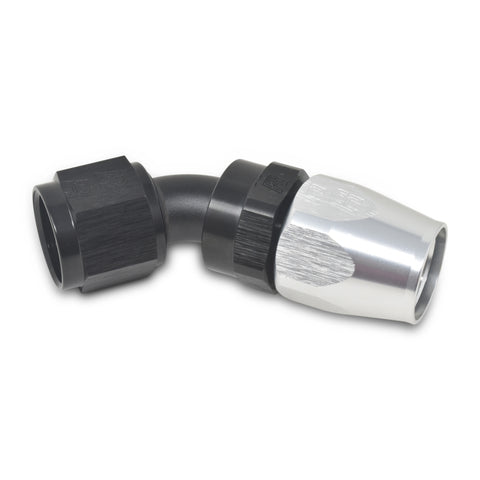 Russell Performance -4 AN Black/Silver 45 Degree Full Flow Hose End - 610083