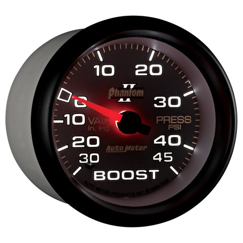 Autometer Phantom II 2-5/8in 30INHG-45PSI Phantom Mechanical Boost/Vacuum Gauge - 7808