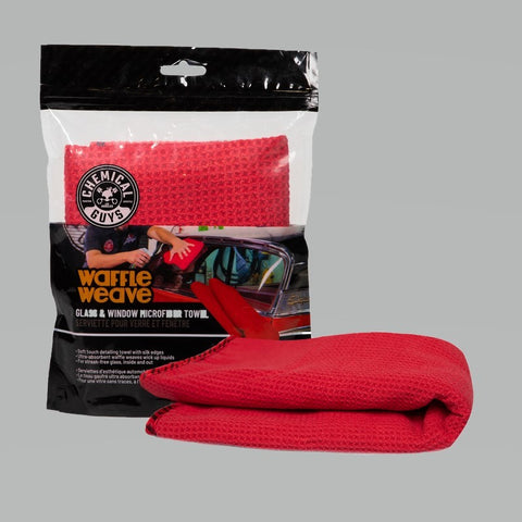 Chemical Guys Waffle Weave Glass & Window Microfiber Towel - 24in x 16in - Red - MIC707