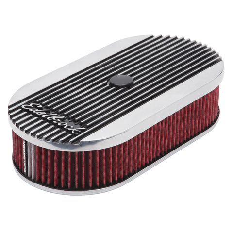 Edelbrock Air Cleaner Elite II Oval Single 4-Bbl Carb 2 5In Red Element Polished - 4273