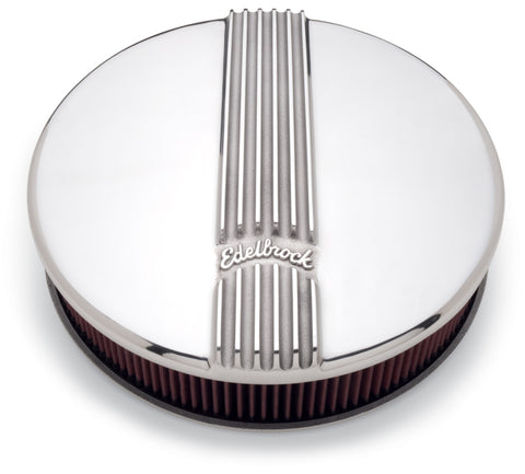 Edelbrock Air Cleaner Classic Series Round Aluminum Top Cloth Element 14In Dia X 3 9In Polished - 4117