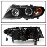 Spyder BMW E46 3-Series 02-05 4DR Projector Headlights 1PC LED Halo Blk PRO-YD-BMWE4602-4D-AM-BK - 5042415