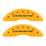 MGP 4 Caliper Covers Engraved Front C6/Corvette Engraved Rear C6/Z06 Yellow finish black ch - 13083SCZ6YL