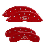 MGP 4 Caliper Covers Engraved Front & Rear Oval logo/Ford Red finish silver ch - 10241SFRDRD
