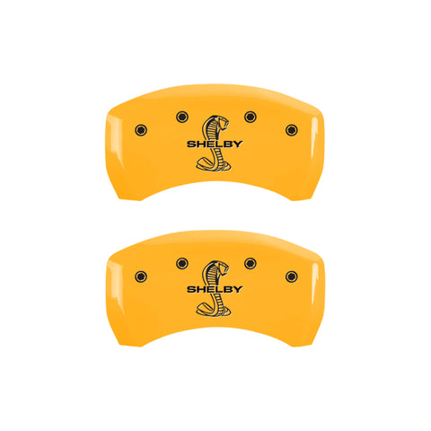 MGP 4 Caliper Covers Engraved Front Shelby Engraved Rear Tiffany Snake Yellow finish black ch - 10198SSBYYL