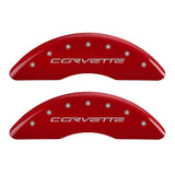 MGP 4 Caliper Covers Engraved Front C6/Corvette Engraved Rear C6/Z06 Red finish silver ch - 13083SCZ6RD