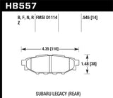 Hawk 08 WRX Rear HPS Street Brake Pads - HB557F.545