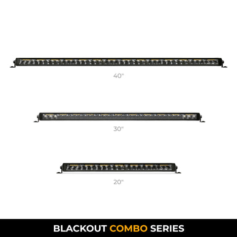 Go Rhino Xplor Blackout Combo Series Sgl Row LED Light Bar w/Amber (Side/Track Mount) 31.5in. - Blk - 751653212CSS