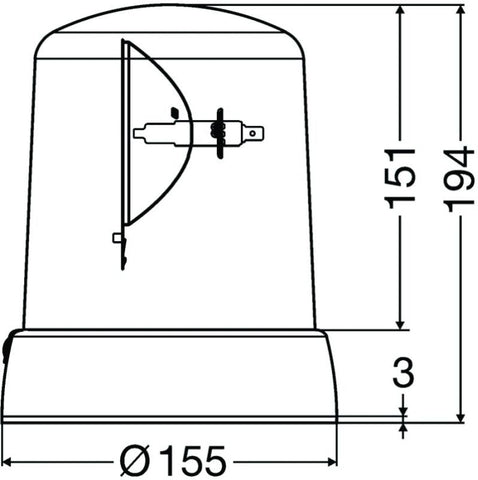 Hella KL 7000 Series 24V Amber Fixed Rotating Beacon - 008061111