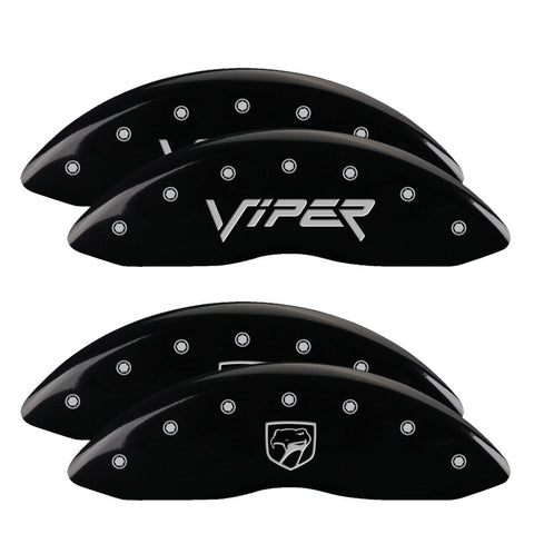 MGP 4 Caliper Covers Engraved Front Gen 2/Viper Engraved Rear Gen 2/Snake Black finish silver ch - 12203SSNPBK