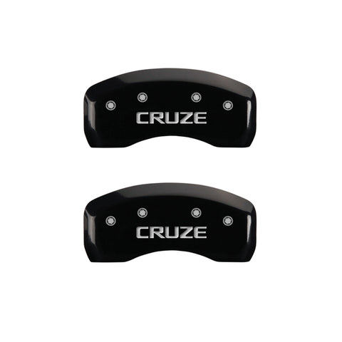 MGP 4 Caliper Covers Engraved Front & Rear Cruze Black finish silver ch - 14232SCRZBK