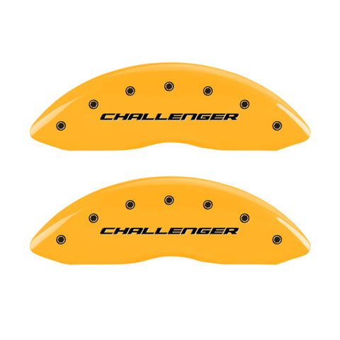 MGP 4 Caliper Covers Engrvd Front Block/Challenger Engrvd Rear Vintage Style/RT Yellow fnsh Blk ch - 12162SCBRYL