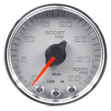 Autometer Spek-Pro Gauge Boost 2 1/16in 35psi Stepper Motor W/Peak & Warn Silver/Chrome - P30321