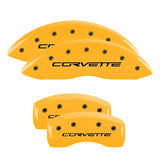 MGP 4 Caliper Covers Engraved Front & Rear C6/Corvette Yellow finish black ch - 13008SCV6YL