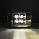 AlphaRex 05-07 Ford F250/350/450/550 Super Duty NOVA LED Proj HL Blk w/Actv Light & Seq Sig + SB DRL - 880319