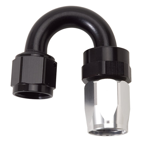 Russell Performance -8 AN Black/Silver 180 Degree Tight Radius Full Flow Swivel Hose End - 613513