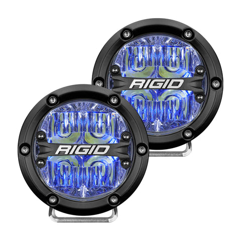 Rigid Industries 360-Series 4in LED Off-Road Drive Beam - Blue Backlight (Pair) - 36119