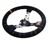 NRG Reinforced Steering Wheel (350mm / 3in. Deep) Blk Suede w/Color Stitch (Kyle Mohan Edition) - RST-036MB-S-KMR