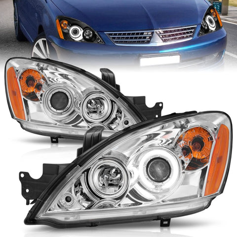 ANZO 2004-2007 Mitsubishi Lancer Projector Headlights w/ Halo Chrome (CCFL) - 121103