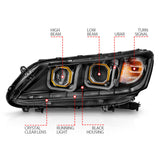 ANZO 2013-2015 Honda Accord Projector Headlights w/ U-Bar Black - 121492
