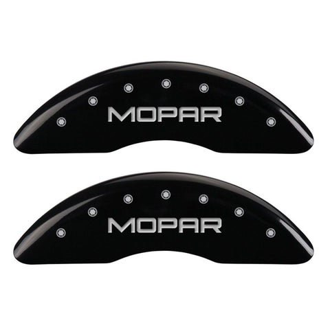 MGP 4 Caliper Covers Engraved Front & Rear MOPAR Black finish silver ch - 42012SMOPBK