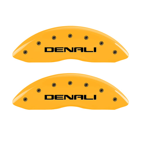 MGP 4 Caliper Covers Engraved Front & Rear Denali Yellow Finish Black Char 2016 GMC Canyon - 34209SDNLYL