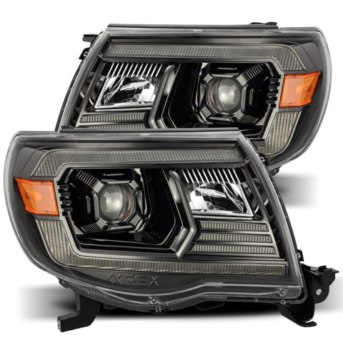 AlphaRex 05-11 Toyota Tacoma LUXX LED Projector Headlights Plank Style Alpha Black w/Activ Light/DRL - 880739