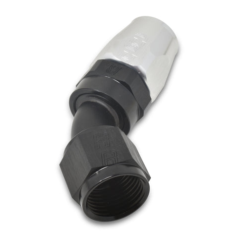 Russell Performance -4 AN Black/Silver 45 Degree Full Flow Hose End - 610083