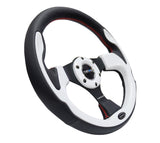 NRG Reinforced Steering Wheel (320mm) Blk w/White Trim & 4mm 3-Spoke - RST-001WT