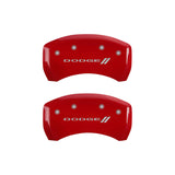 MGP 4 Caliper Covers Engraved Front & Rear With stripes/Dodge Red finish silver ch - 12199SDD3RD