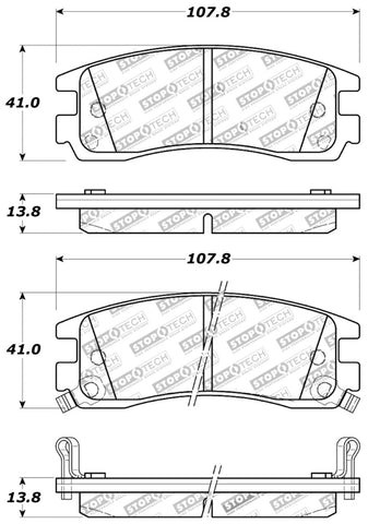 StopTech Sport Brake Pads w/Shims and Hardware - Front - 309.06980