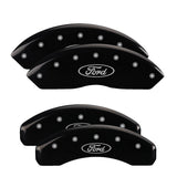 MGP 4 Caliper Covers Engraved Front & Rear Oval logo/Ford Black finish silver ch - 10022SFRDBK