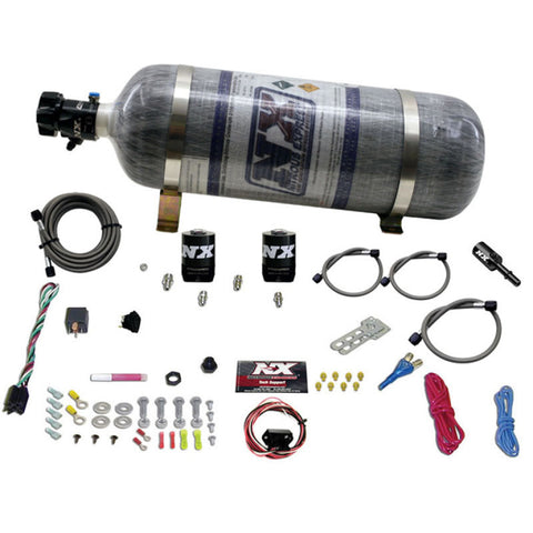 Nitrous Express 11-15 Ford Mustang GT 5.0L Coyote Single Nozzle Nitrous Kit (35-150HP) w/Comp Bottle - 20932-12