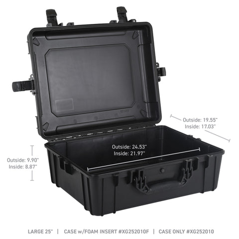 Go Rhino XVenture Gear Hard Case - Large 25in. / Lockable / IP67 / Automatic Air Valve - Tex. Black - XG252010