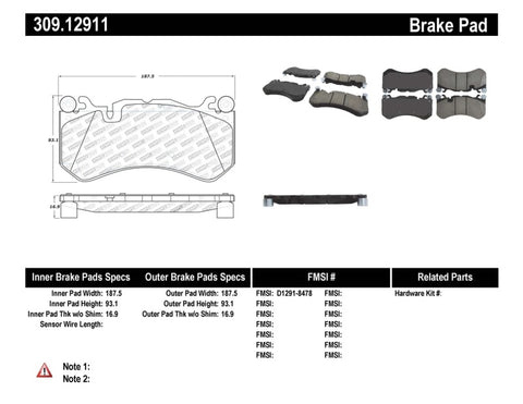 StopTech Performance Brake Pads - 309.12911