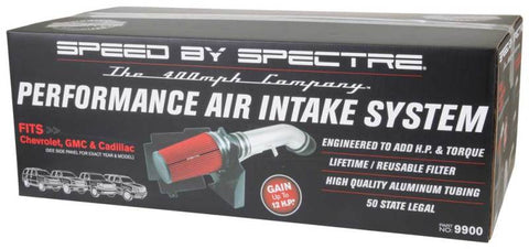 Spectre 99-07 GM Truck V8-4.8/5.3/6.0L F/I Air Intake Kit - Clear Anodized w/Red Filter - 9900