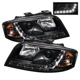 Spyder Audi A6 02-04 Projector Headlights Halogen Model Only - DRL Black PRO-YD-ADA601-DRL-BK - 5008657