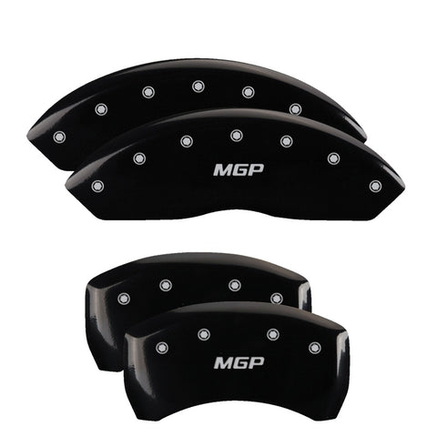 MGP 4 Caliper Covers Engraved Front & Rear Vtech Black finish silver ch - 39004SVTCBK