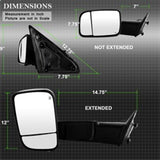 Xtune Dodge Ram 1500 09-12 Extendable Heated Adjust Mirror Black HoUSing Left MIR-DRAM09S-PWH-L - 9935596