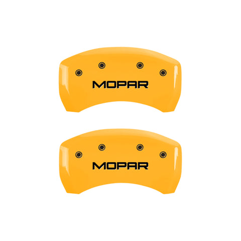 MGP 4 Caliper Covers Engraved Front & Rear MOPAR Yellow finish black ch - 42012SMOPYL