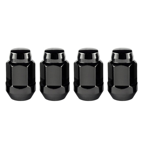 McGard Hex Lug Nut (Cone Seat Bulge Style) M14X1.5 / 22mm Hex / 1.635in. Length (4-Pack) - Black - 64074