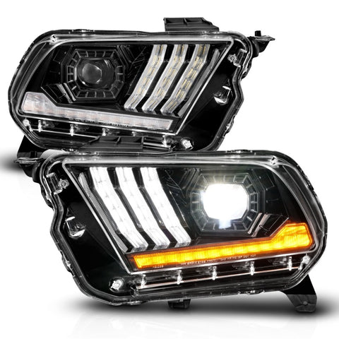 ANZO 10-14 Ford Mustang LED Projector Headlights w/Sequential Light Tube (NON HID Compatible) - 121577