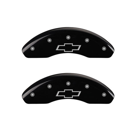 MGP Front set 2 Caliper Covers Engraved Front Bowtie Black finish silver ch - 14208FBOWBK