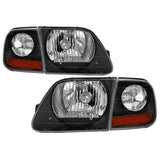 xTune 97-03 Ford F-150 4pc OEM Style Headlights w/Corner - Black (HD-JH-FF15097-L-SET-BK) - 9042638